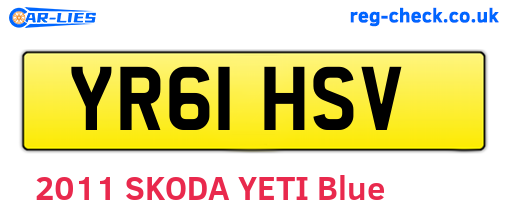 YR61HSV are the vehicle registration plates.