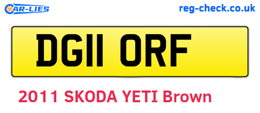 DG11ORF are the vehicle registration plates.