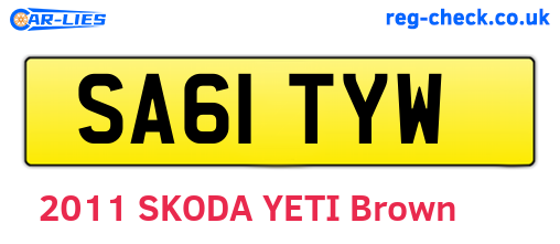 SA61TYW are the vehicle registration plates.