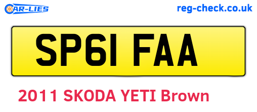 SP61FAA are the vehicle registration plates.