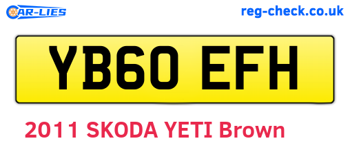 YB60EFH are the vehicle registration plates.