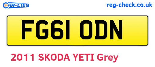 FG61ODN are the vehicle registration plates.