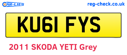 KU61FYS are the vehicle registration plates.