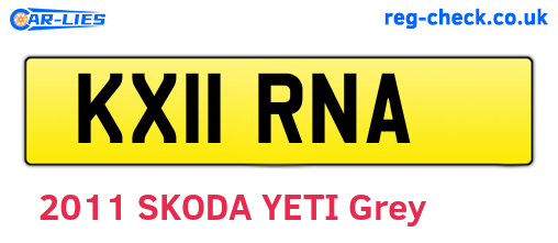 KX11RNA are the vehicle registration plates.