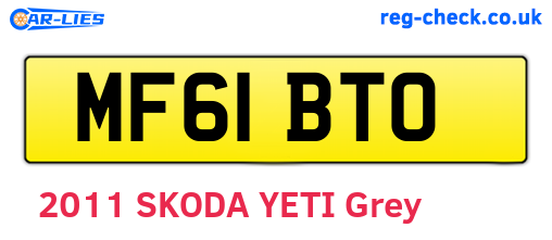 MF61BTO are the vehicle registration plates.