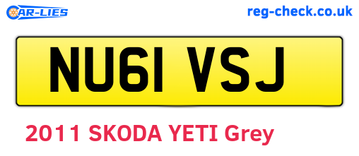 NU61VSJ are the vehicle registration plates.