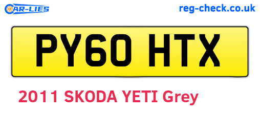PY60HTX are the vehicle registration plates.
