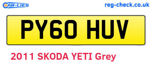 PY60HUV are the vehicle registration plates.