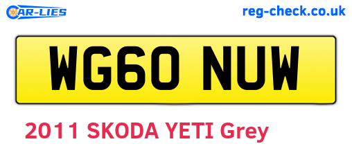 WG60NUW are the vehicle registration plates.