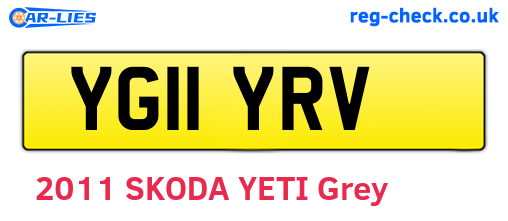 YG11YRV are the vehicle registration plates.