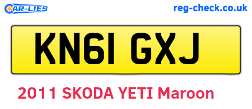 KN61GXJ are the vehicle registration plates.