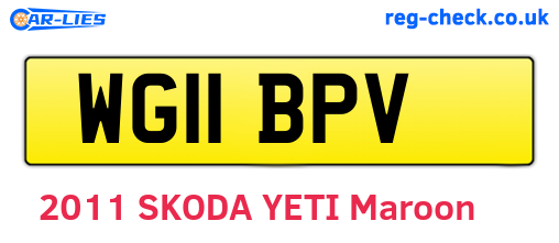 WG11BPV are the vehicle registration plates.