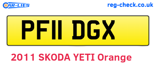 PF11DGX are the vehicle registration plates.