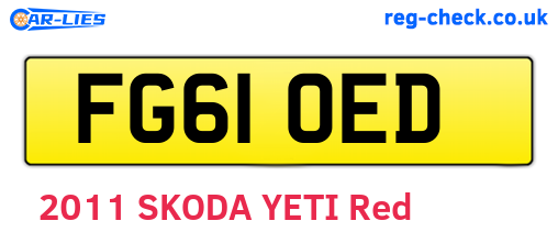FG61OED are the vehicle registration plates.
