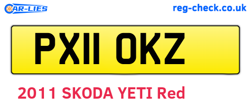 PX11OKZ are the vehicle registration plates.