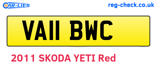 VA11BWC are the vehicle registration plates.