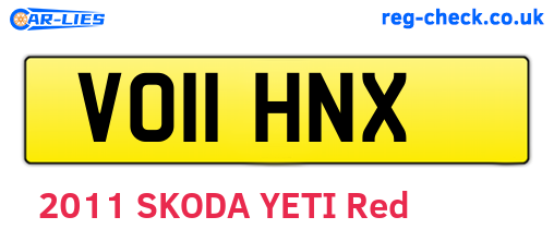 VO11HNX are the vehicle registration plates.