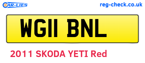 WG11BNL are the vehicle registration plates.