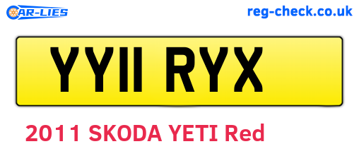 YY11RYX are the vehicle registration plates.