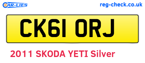 CK61ORJ are the vehicle registration plates.