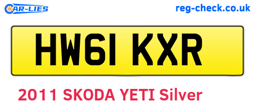 HW61KXR are the vehicle registration plates.