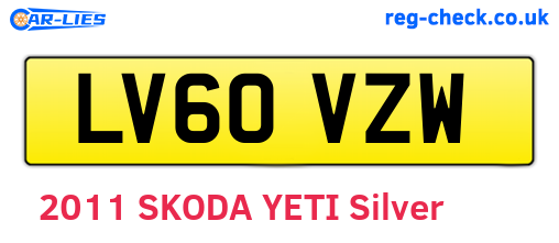 LV60VZW are the vehicle registration plates.