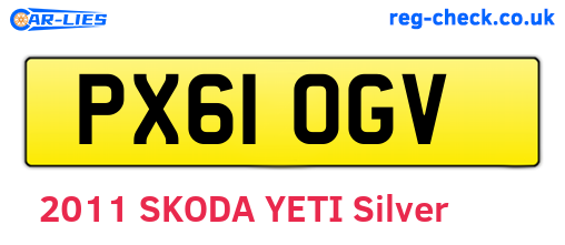 PX61OGV are the vehicle registration plates.