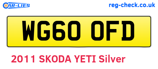 WG60OFD are the vehicle registration plates.