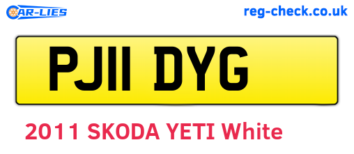 PJ11DYG are the vehicle registration plates.