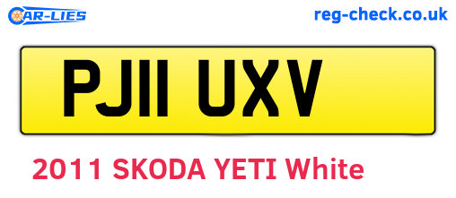PJ11UXV are the vehicle registration plates.