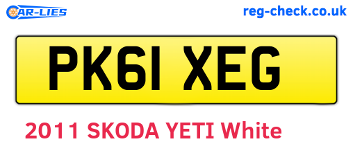 PK61XEG are the vehicle registration plates.