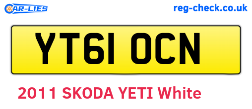 YT61OCN are the vehicle registration plates.