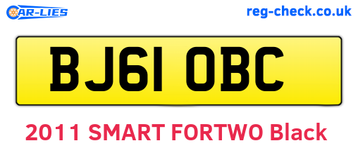 BJ61OBC are the vehicle registration plates.