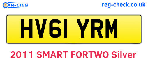 HV61YRM are the vehicle registration plates.
