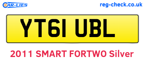YT61UBL are the vehicle registration plates.