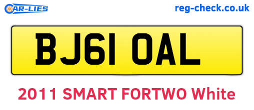 BJ61OAL are the vehicle registration plates.