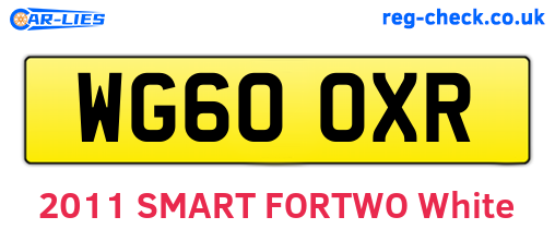 WG60OXR are the vehicle registration plates.