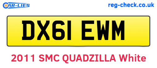 DX61EWM are the vehicle registration plates.