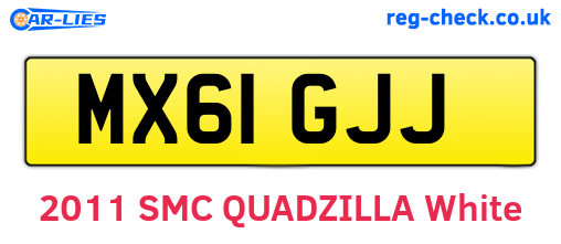 MX61GJJ are the vehicle registration plates.