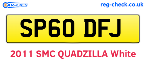 SP60DFJ are the vehicle registration plates.