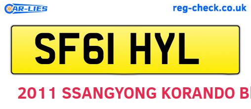 SF61HYL are the vehicle registration plates.