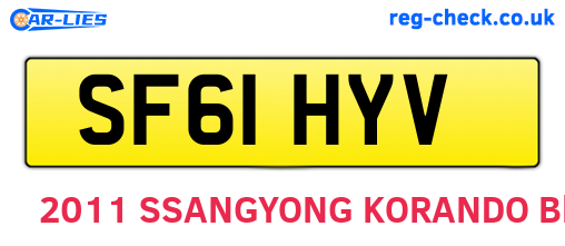 SF61HYV are the vehicle registration plates.