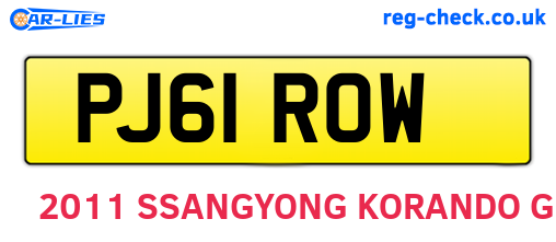 PJ61ROW are the vehicle registration plates.