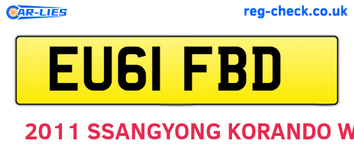 EU61FBD are the vehicle registration plates.