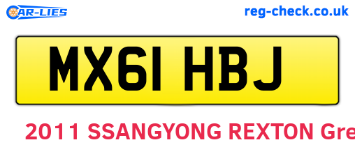 MX61HBJ are the vehicle registration plates.