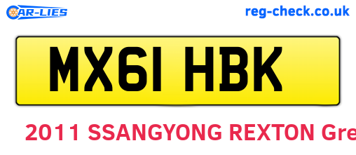 MX61HBK are the vehicle registration plates.