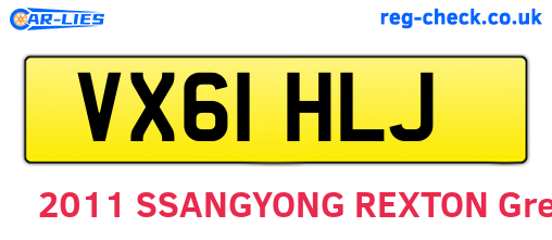 VX61HLJ are the vehicle registration plates.