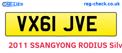 VX61JVE are the vehicle registration plates.