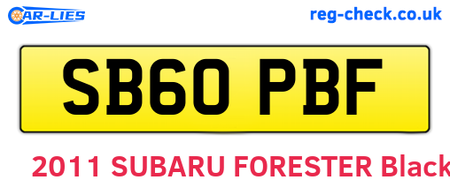 SB60PBF are the vehicle registration plates.