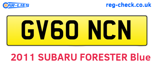GV60NCN are the vehicle registration plates.